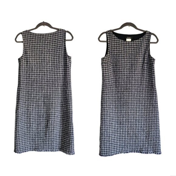 MAXMARA WEEKEND Gingham Tweed Plaid Checked Fringe Hem Shift Dress Sleeveless 6 - Picture 1 of 12